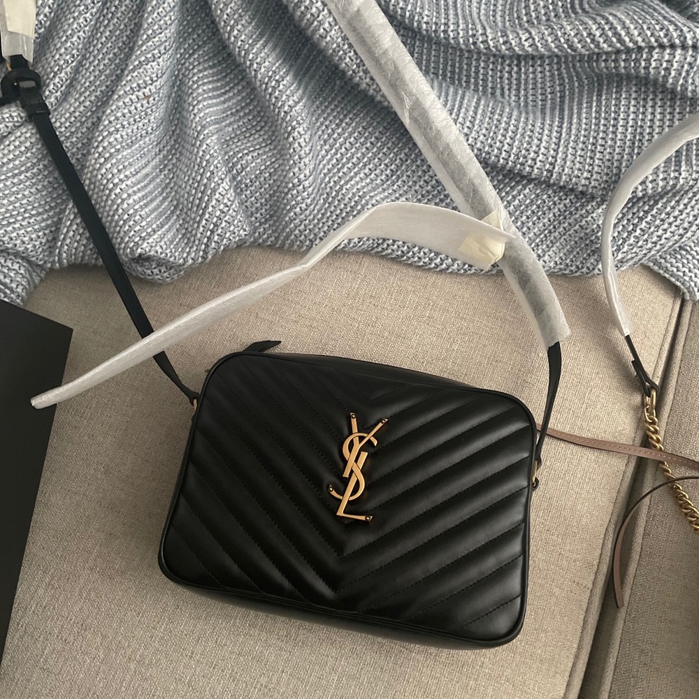 New Saint Laurent quilted leather crossbody bag.